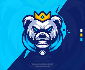 ice bear king modern logo illustration. suitable for esport logos, tattoos, stickers and others.