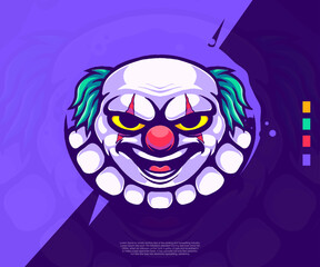 clown modern logo illustration. suitable for esport logos, tattoos, stickers and others.