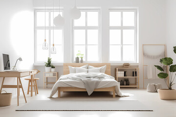 Scandinavian style room, Bedroom Frame Mockup, Digital Bedroom Frame Mockup Poster Mockup, Print Mockup, Poster Mockup JPG