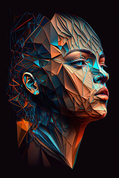 Exploring the Future of Art  AI-Generated Abstract Female Face digital art