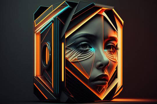 Exploring the Future of Art  AI-Generated Abstract Female Face digital art