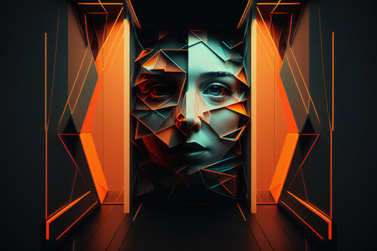 Exploring the Future of Art  AI-Generated Abstract Female Face digital art