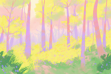 spring yellow forest watercolor background
