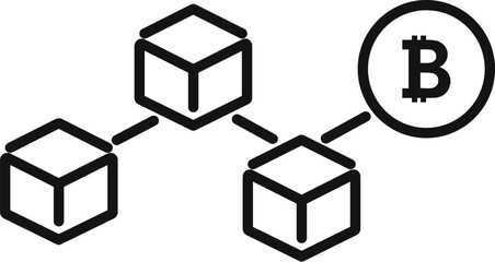 Obraz premium Crypto bitcoin icon outline vector. Block chain. Cube node