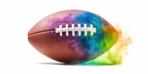 Football in motion on white background, AI