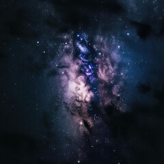 Space background, nebula with stars, galaxy art illustration, AI