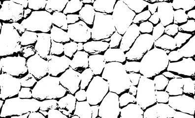 Rustic cracked vector texture with many cracks and scratches. Abstract background. Broken and damaged surface. Aged backdrop. Vector graphic illustration with transparent white. EPS10.
