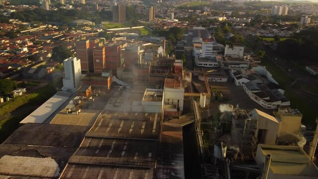 Araras, S&atilde;o Paulo, Brasil. May 21, 2023. Nestl&eacute; Nescaf&eacute;, flight over the largest Nescaf&eacute; factory in the world located in Brazil, 4k, natural light, drone flight.