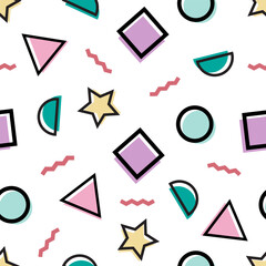 Memphis seamless pattern for background, fabric, texture, wrapping paper, wallpaper