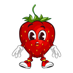 vector illustration of the mascot character of a tired strawberry