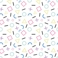 Memphis seamless pattern for background, fabric, texture, wrapping paper, wallpaper