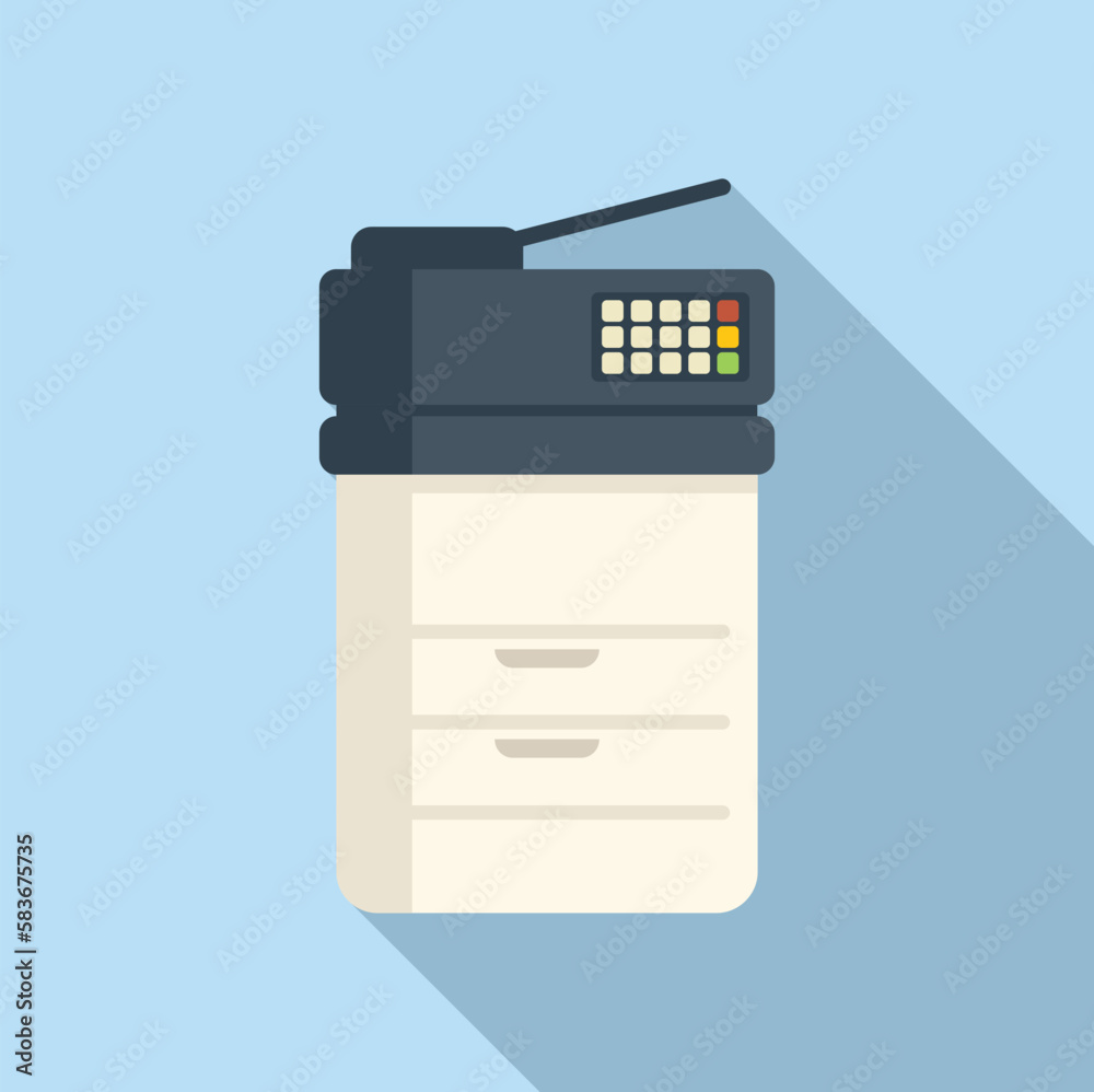 Sticker office scanner icon flat vector. digital print. service copy