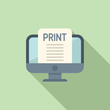 Pc print icon flat vector. Printer press. Copy paper