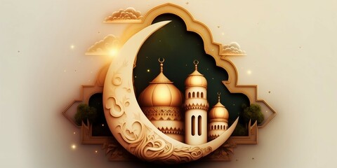 Islamic background made with ai generative technology. can be used as greeting cards, posters, banners, and more.