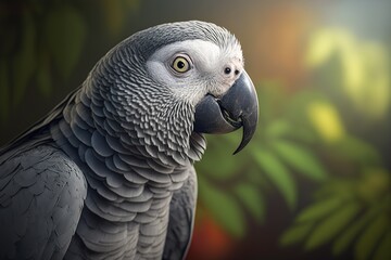 Obraz premium African gray parrot close-up. generative AI.