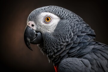 Fototapeta premium African gray parrot close-up. generative AI.