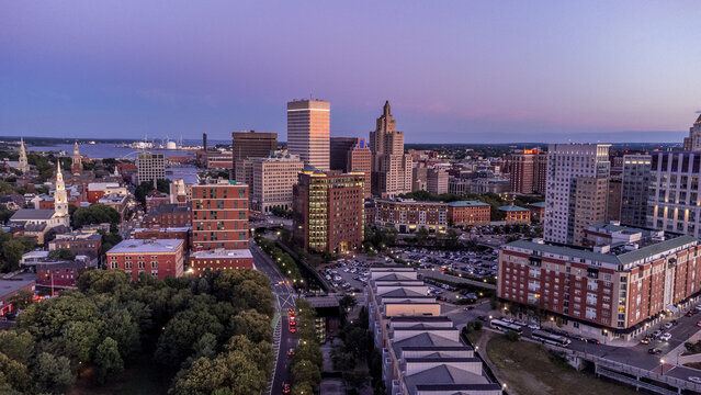 Beautiful downtown Providence aerial picture  