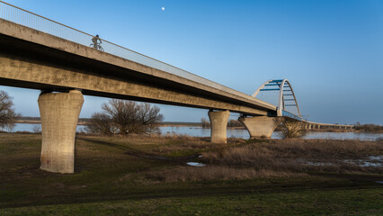Fototapeta premium The Tangermünde Elbe Bridge crosses the federal highway 188 from Stendal to Rathenow near Tangermünde at Elbe kilometer 390.8