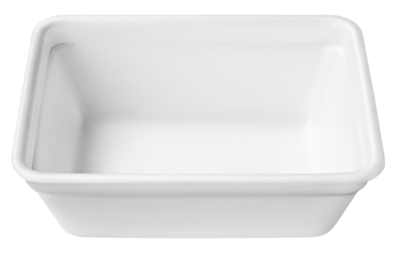 White plastic plate or styrofoam food container isolated on transparent background