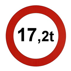 Illustration des Stra&szlig;enverkehrszeichens "Maximal zul&auml;ssiges Gesamtgewicht 17,2t"