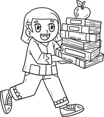 Back To School Child Carrying Books Isolated 