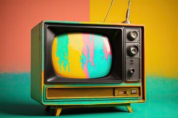 retro tv on vibrant colors created with Generative AI technology
