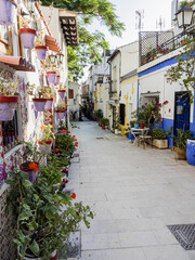 Fototapeta na wymiar Streets of Santa Cruz neighborhood, Alicante, Valencian Community, Spain.