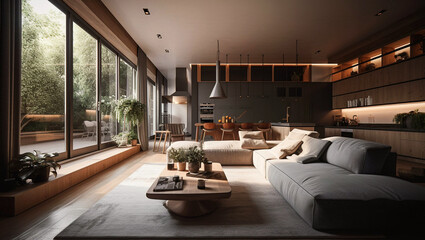 photography of a modern living room, Generative AI