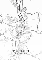 Fototapeta na wymiar Marburg Germany City Map