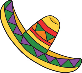 Cinco de Mayo Mexican Hat Cartoon Colored Clipart 