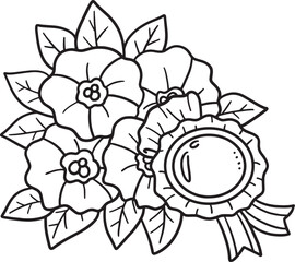 Flower Bouquet with Ribbon Isolated Coloring Page 