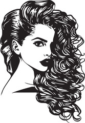Beautiful woman with long hair Vector art illustration