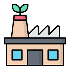 Green Factory Line Color Icon