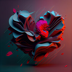 color heart. heart shaped fractal.  AI generated