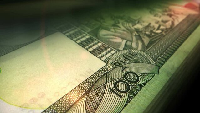 Ethiopia money Ethiopian Birr money counting. ETB banknotes. Fast cash note count macro loop. Business, finance and economy. Loopable and seamless concept.