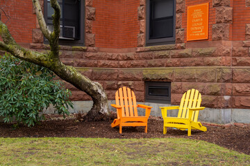 Adirondack Chairs in front of Boston university south campus lounge
