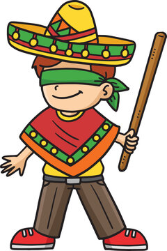 Cinco de Mayo Blindfold Mexican Boy Clipart