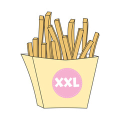 Free vector fries xxl size illustration