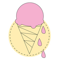 Dripping Ice cream in waffle cone illustration