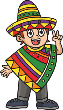 Cinco de Mayo Happy Mexican Boy Cartoon Clipart 