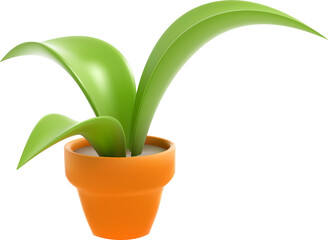 3d Plant In The Ceramic Pot. Realistic Render