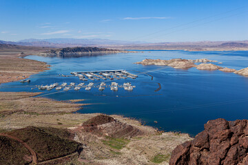 Overlooking Lake Mead and Big Boulder and Little Boulder Islands.