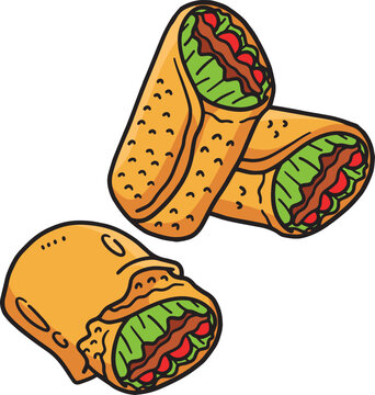 Cinco de Mayo Tacos and Burrito Cartoon Clipart