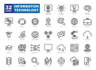 Set of icons with computer technology.
