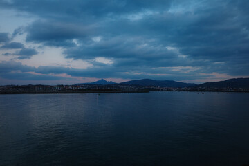Fototapeta premium Hendaye and Bay of Txingudi seen from Hondarribia