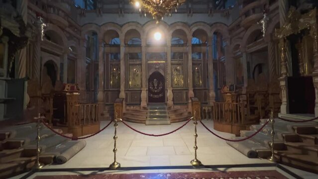 Church of the Holy Sepulchre in Jerusalem pilgrims 4k, Israel