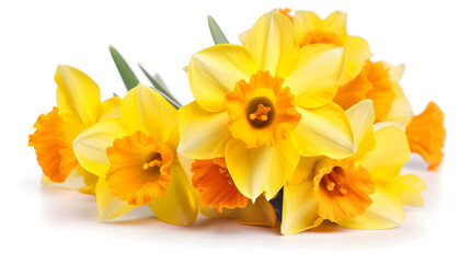 Group of yellow daffodils on a white background., Generative Ai