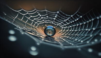 spider web with dew drops