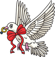 Wedding Dove Carrying Ring Cartoon Colored Clipart