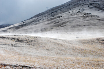 wind and ice at a hill from tafi del valle village Argentina
